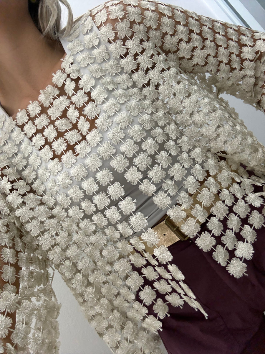 ELEGANT FLOWER METALLIC CAPE TUNIC
