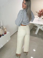 CREAM FRONT POCKET PANTS