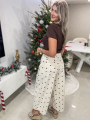 BROWN POLKA DOT BARREL JEANS