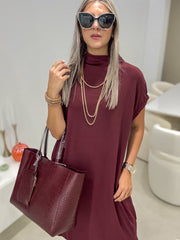 WINE OVERSIZED STRETCHY DRESS