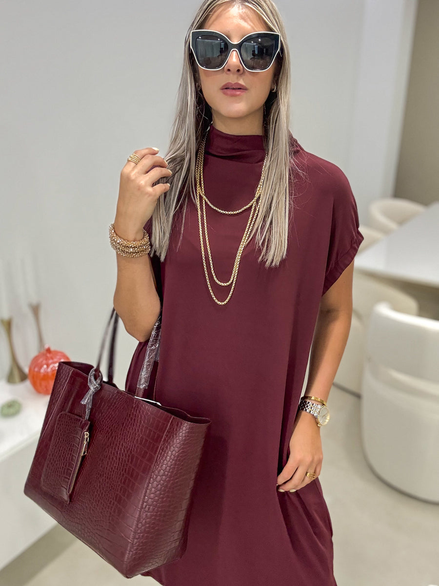 WINE OVERSIZED STRETCHY DRESS