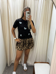 LEOPARD SATIN SKORT