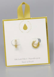 THICK GOLD PAVE HUGGIE EARRING