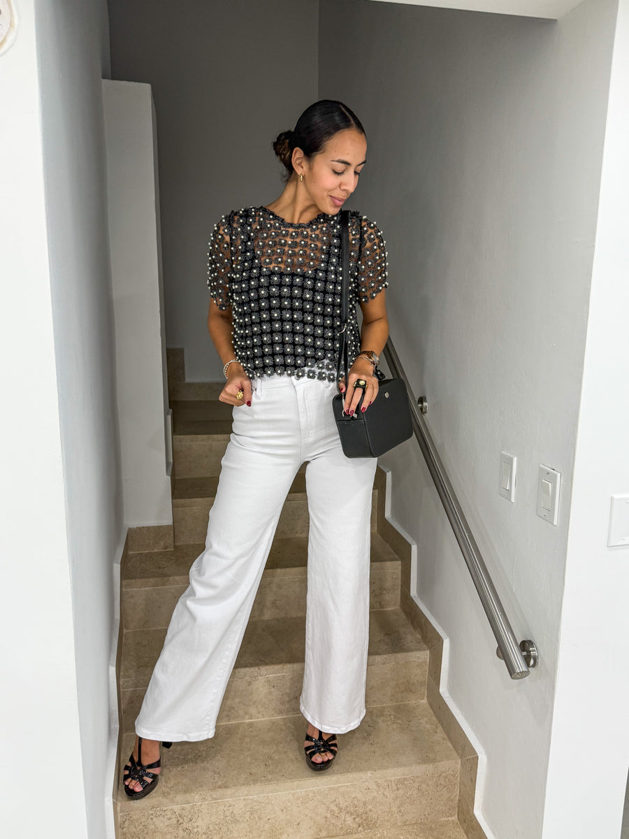 BLACK METALLIC PEARL TOP