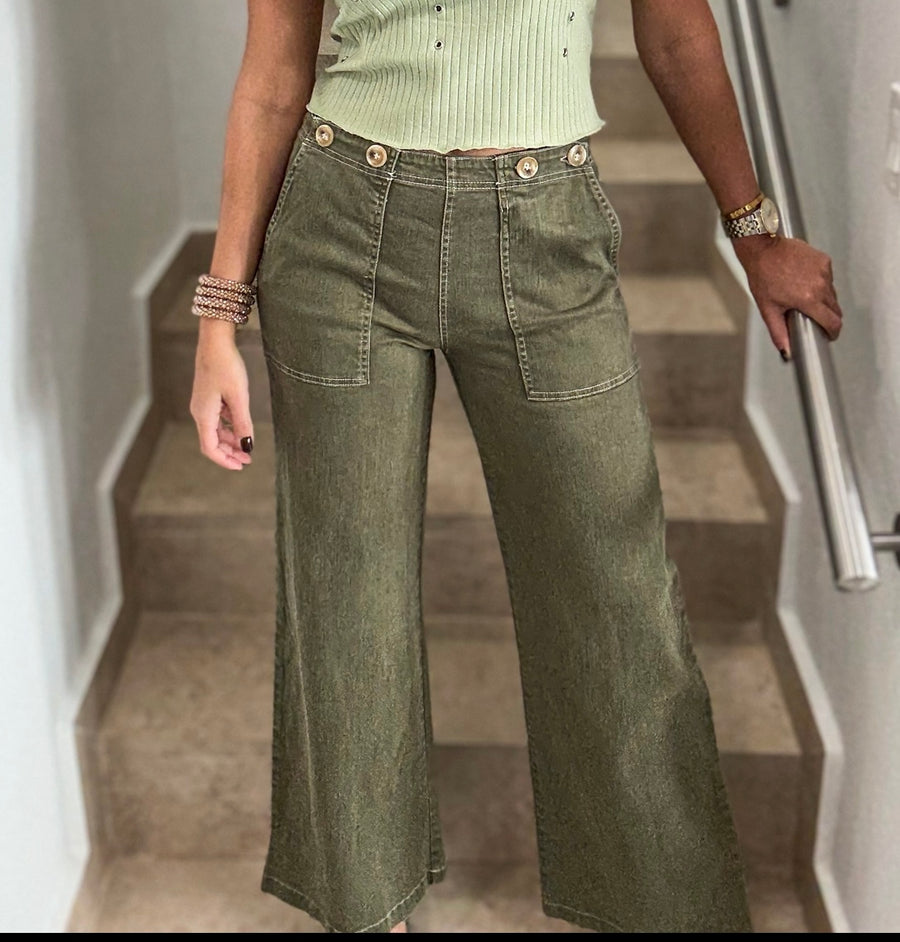 OLIVE STRETCHY PANTS