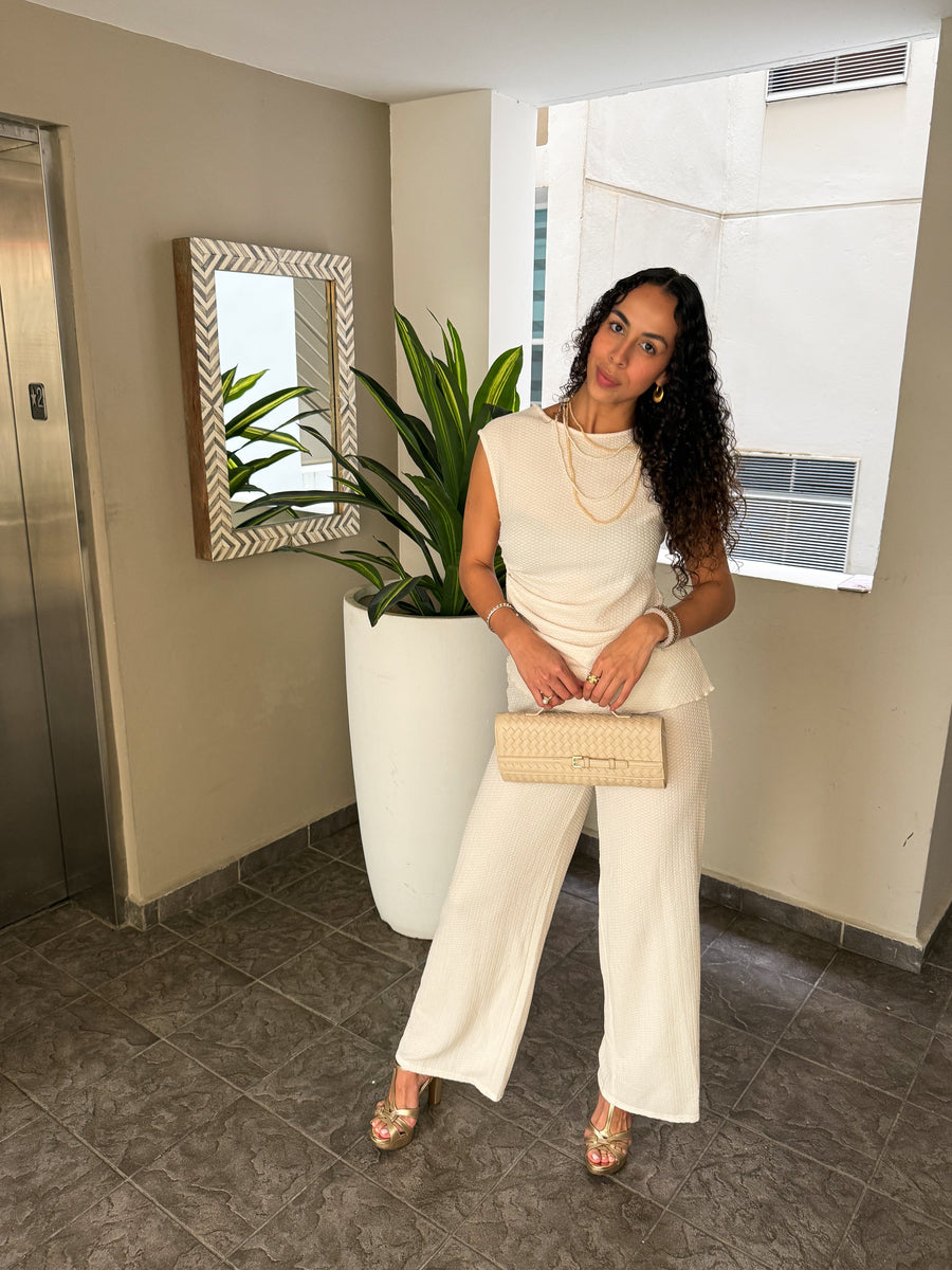 CREAM TOP & PANT SET
