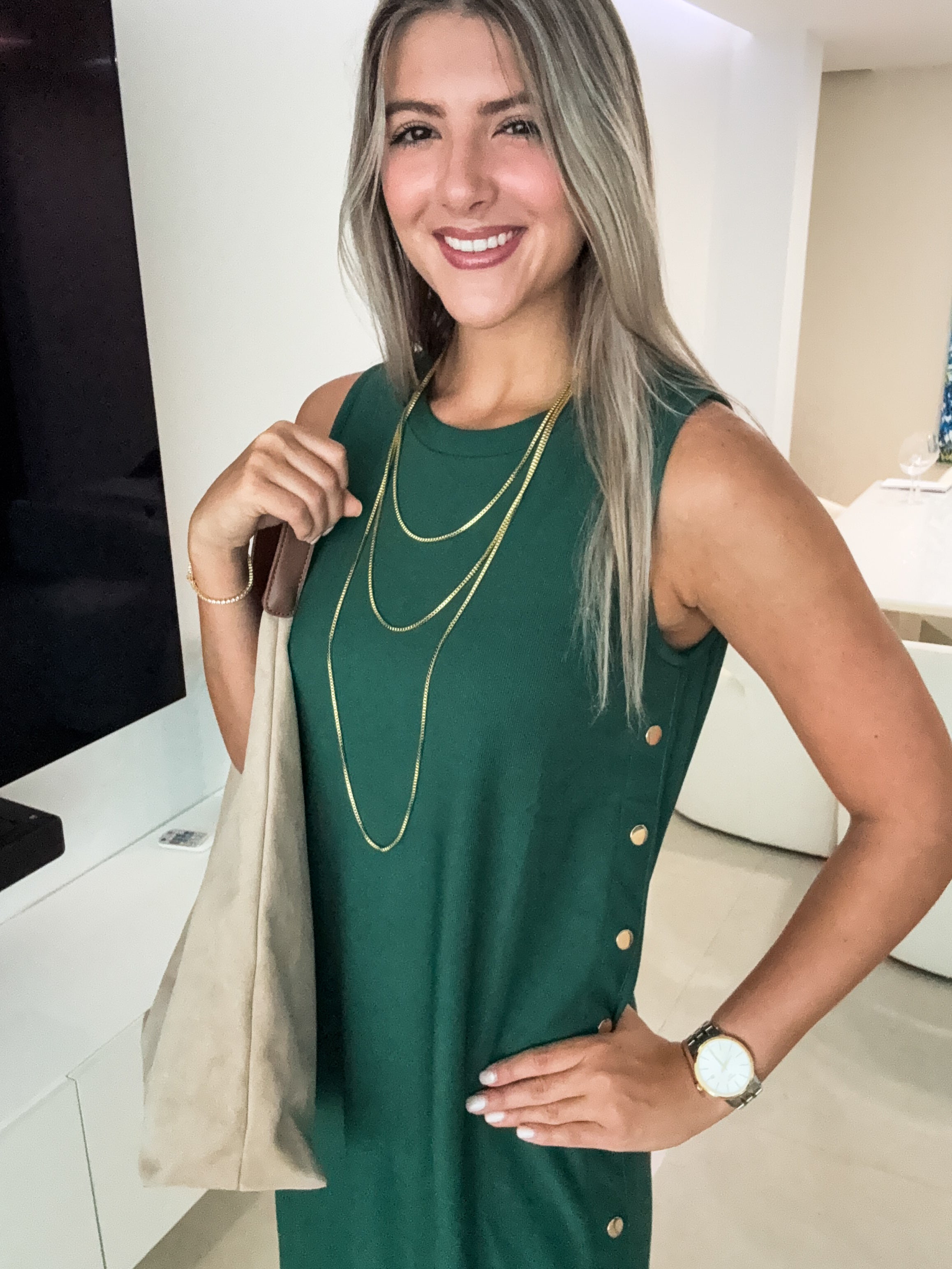 HUNTER GREEN STUDDED DRESS