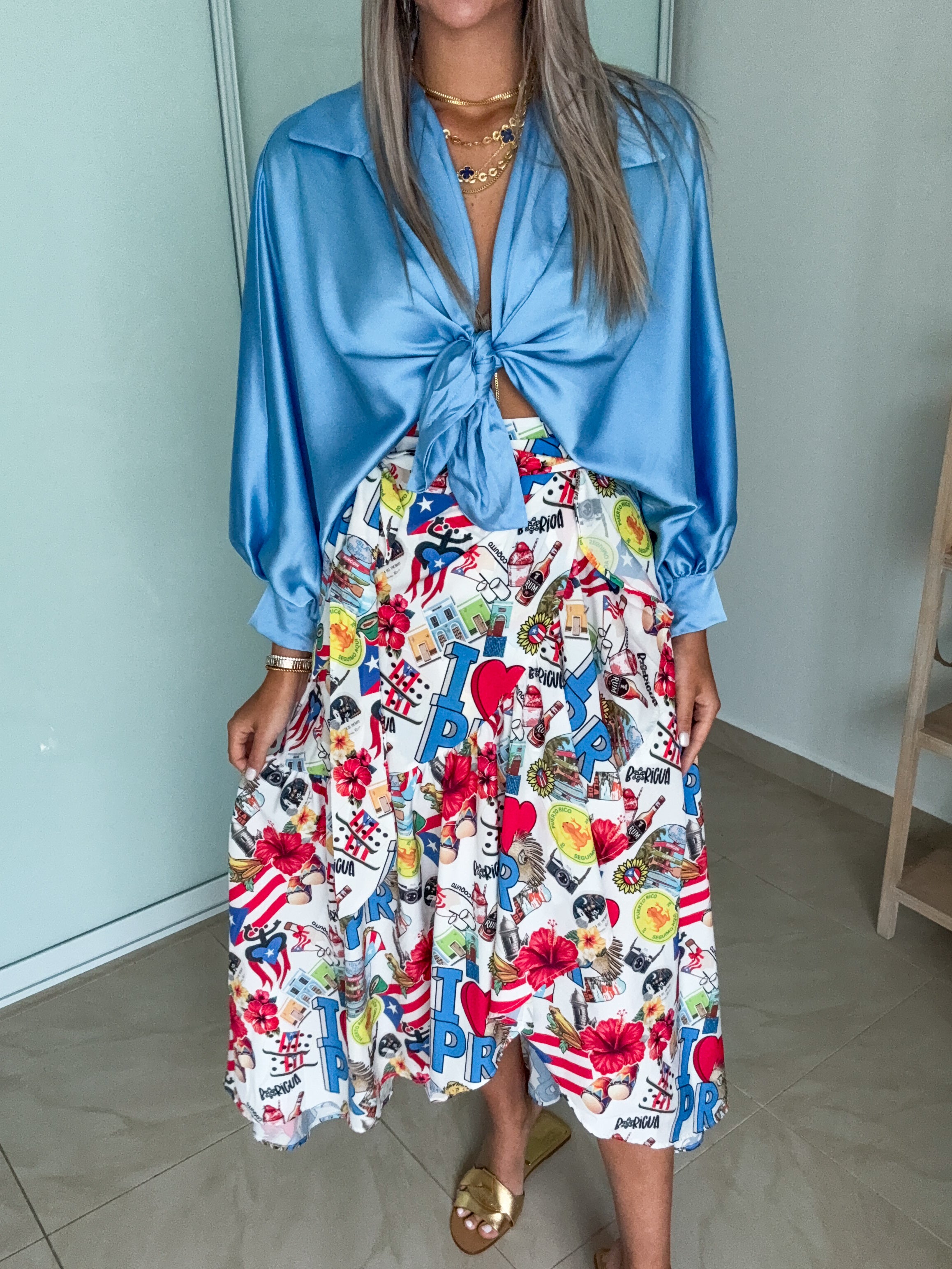 PUERTO RICO PRINT WRAP AROUND SKIRT