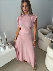 PIA BURGUNDY POLKA DOT/BLUSH MESH MAXI SKIRT