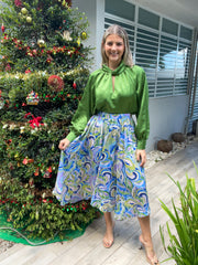 BLUE/GREEN PRINT SKIRT