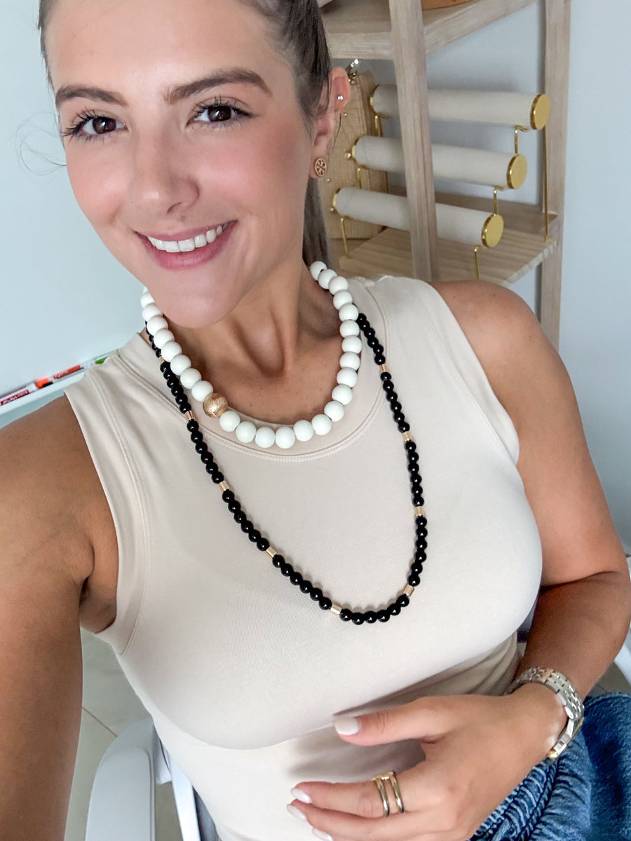TWO TONE BEADED LAYERED NECKLACE