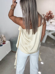 CREAM SATIN CASCADE HEM CAMI BLOUSE