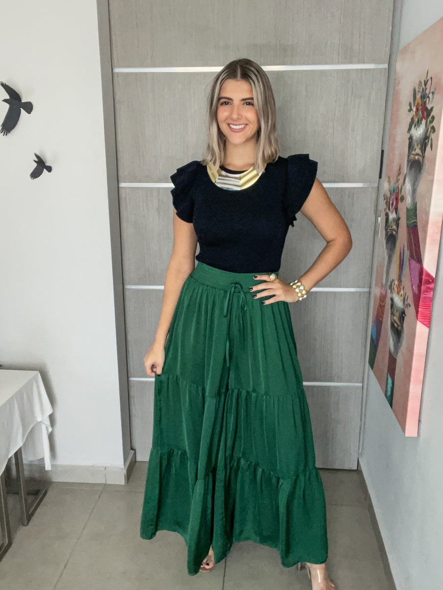 HUNTER GREEN SATIN PALAZZOS