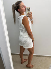 WHITE LACE SHEER TOP & SHORT SET