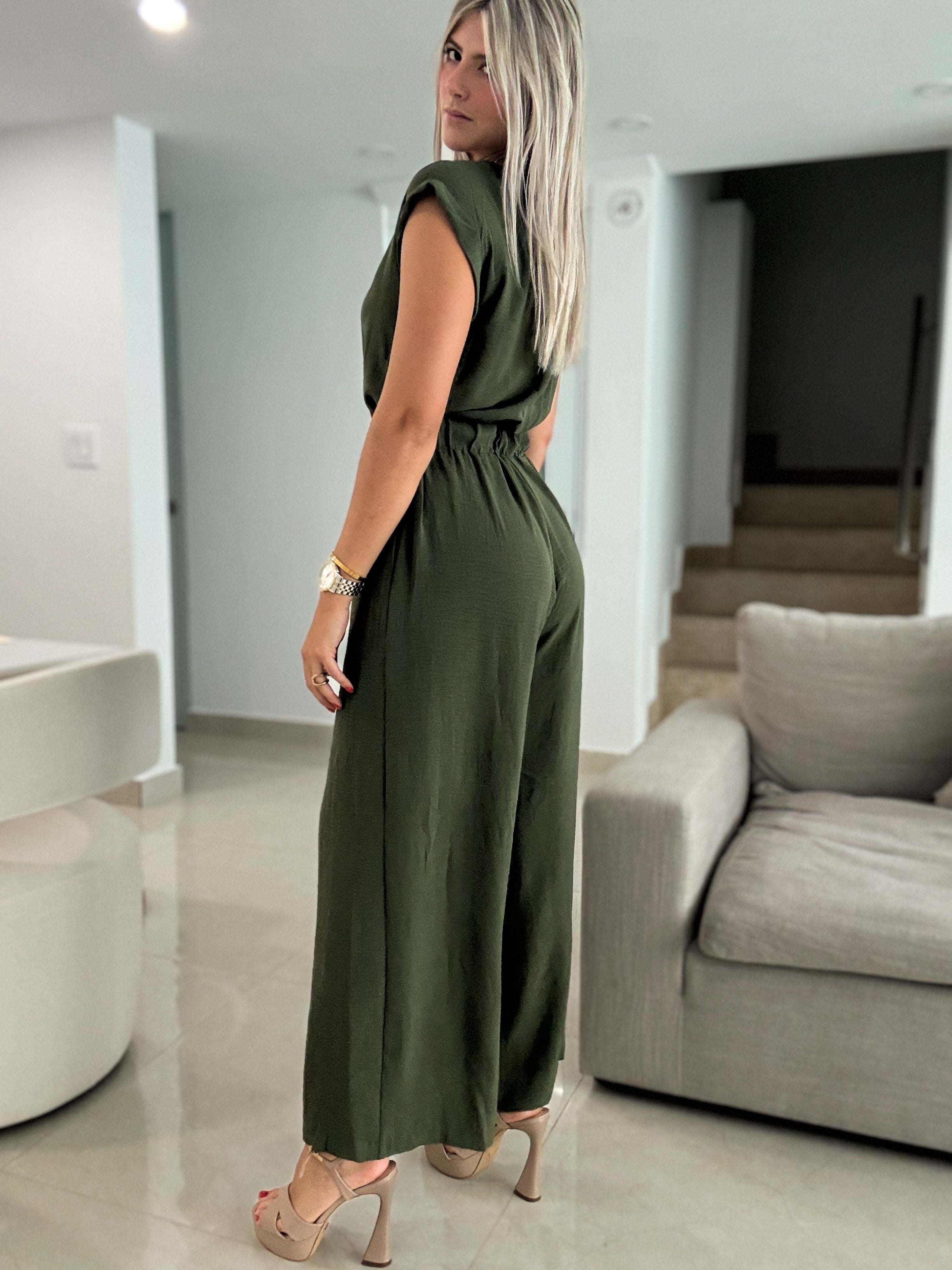 OLIVE SOLID JUMPSUIT