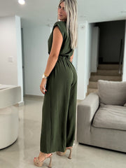 OLIVE SOLID JUMPSUIT