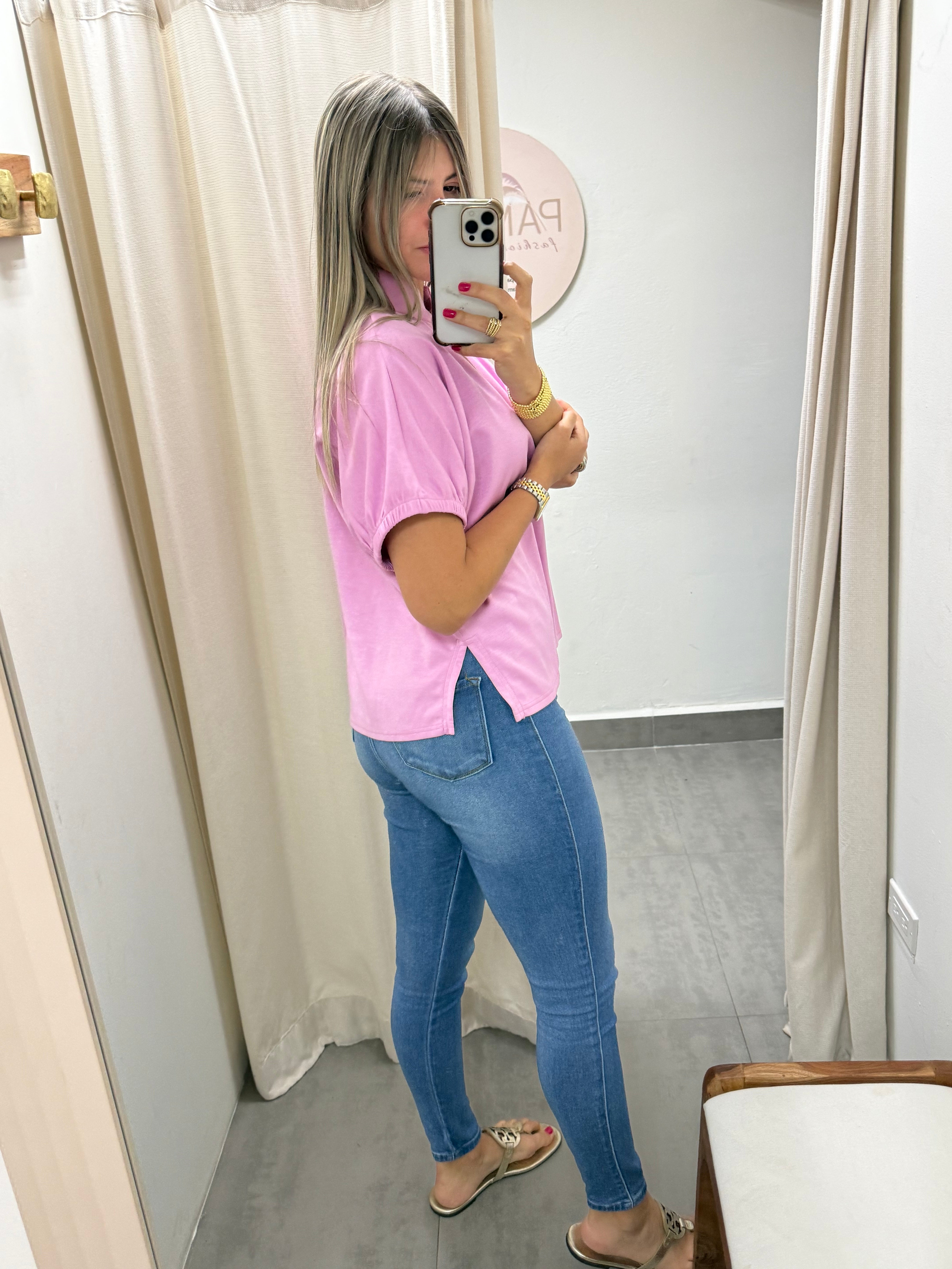 PINK DOLMAN SLEEVES TUNIC BLOUSE