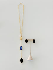 LONG GEM NECKLACE SET IN BLUE/BLACK