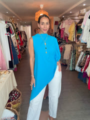 PIA LIGHT BLUE ASYMMETRIC BLOUSE