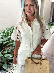 OFF WHITE FLORAL LACE BLOUSE