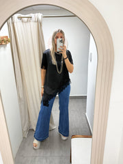 ONE SIZE SATIN LACE SHORT SLEEVE TOPS