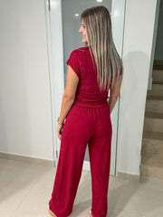 WINE RED TRAVEL STRETCHY SET