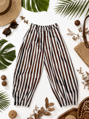 CHOCOLATE STRIPED BARREL PANTS