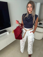 WHITE LACE PANTS