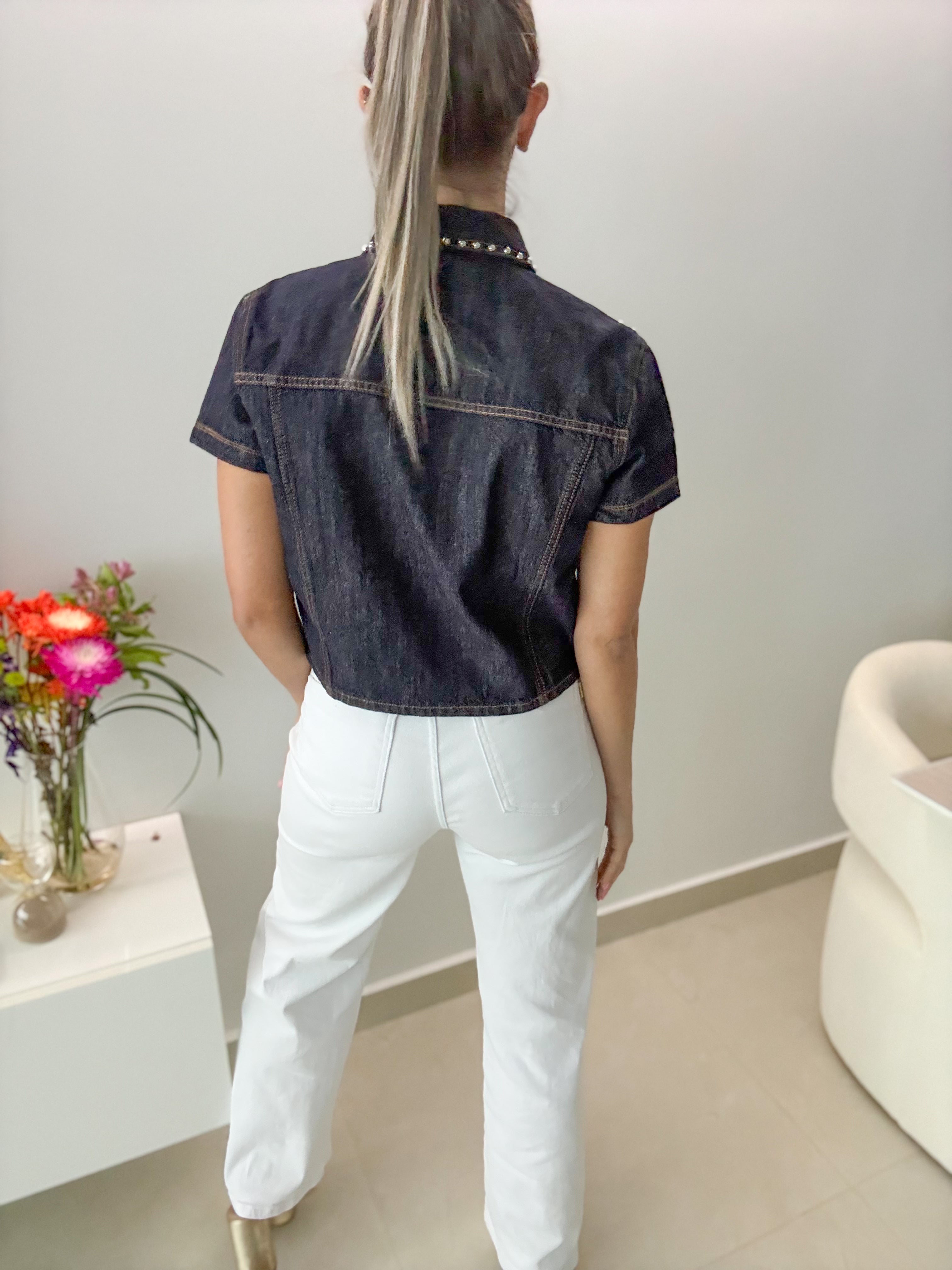 DARK DENIM STUDDED JEAN JACKET