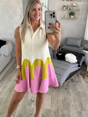 COLORBLOCK SLEEVELESS SHORT DRESS
