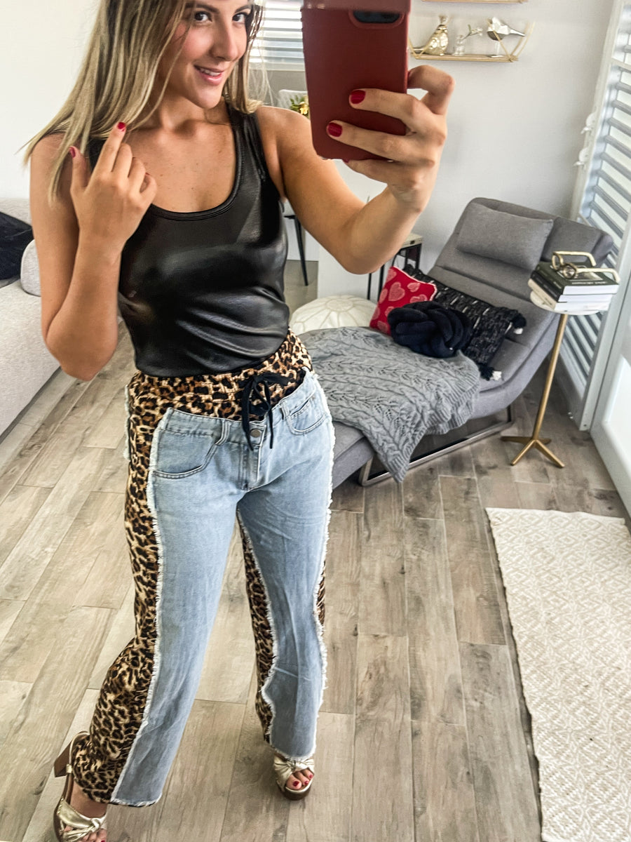 LEOPARD DENIM PANTS
