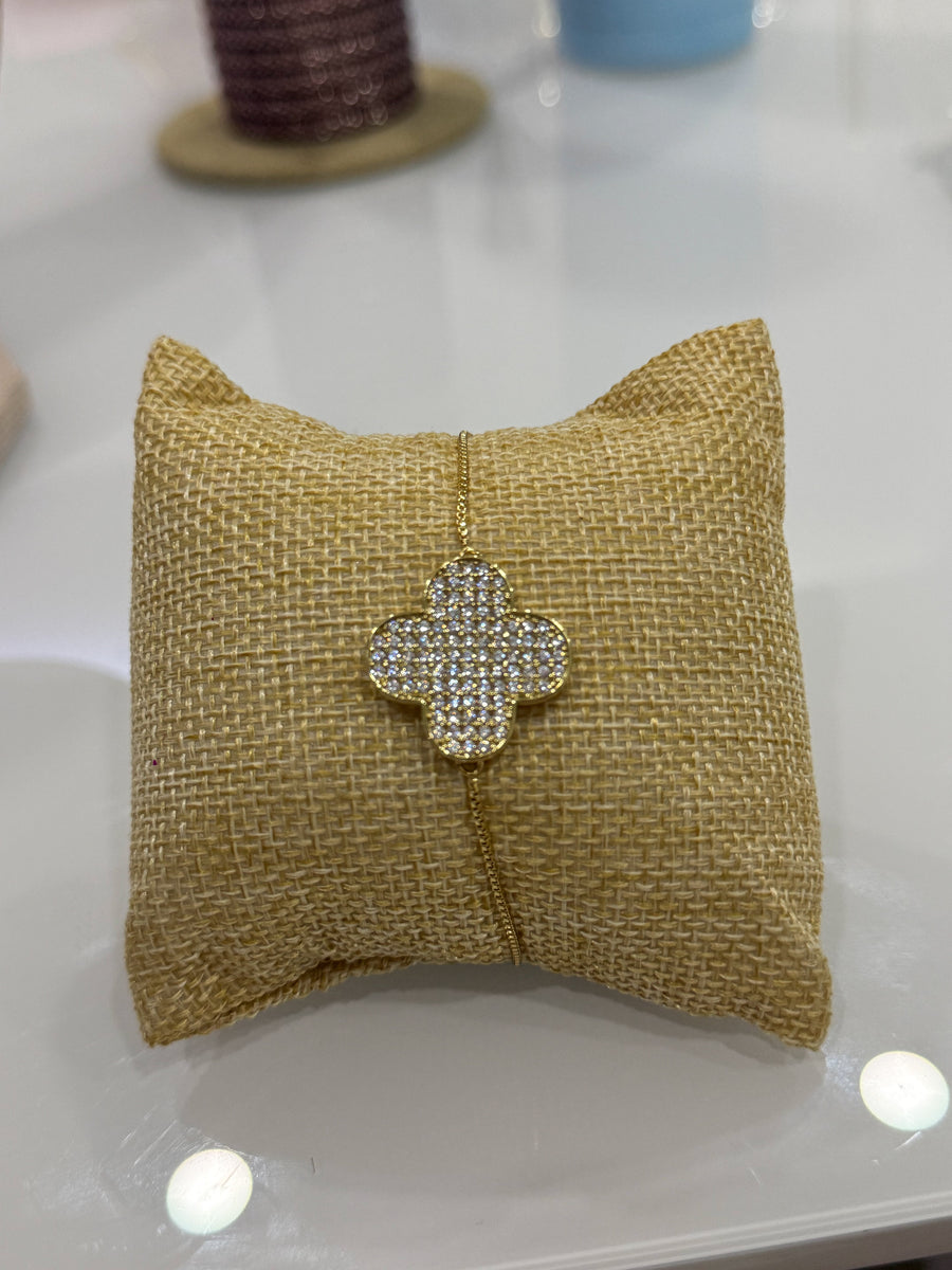 CLOVER RHINESTONE ADJUSTABLE BRACELET
