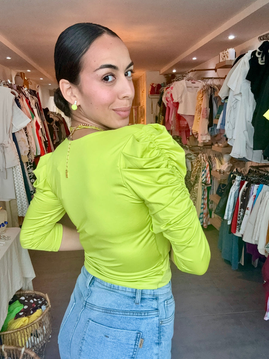 STRECHY V-NECK CROP
