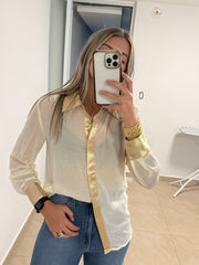 IVORY/GOLD WOVEN BLOUSE