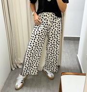 BLACK HEART PRINTED WIDE LEG PANTS