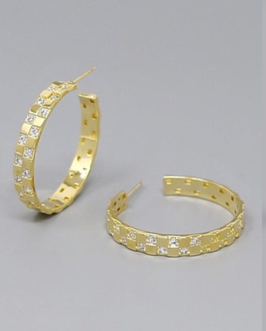 GOLD PAVE HOOP EARRING
