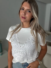 WHITE EYELET TSHIRT