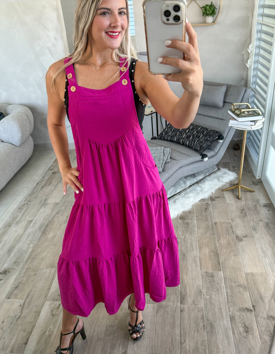 MAGENTA OVERALL DRESS