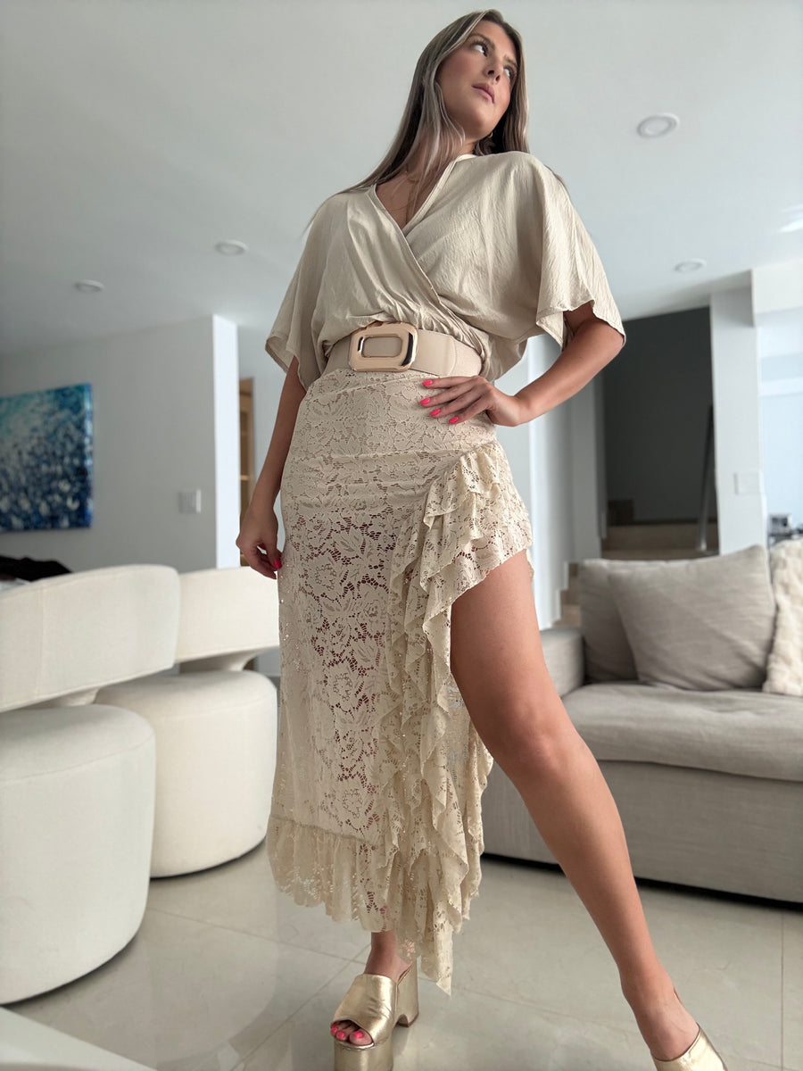 BEIGE LACE SET