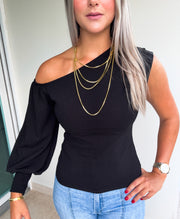 ONE SHOULDER LONG SLEEVE TOP