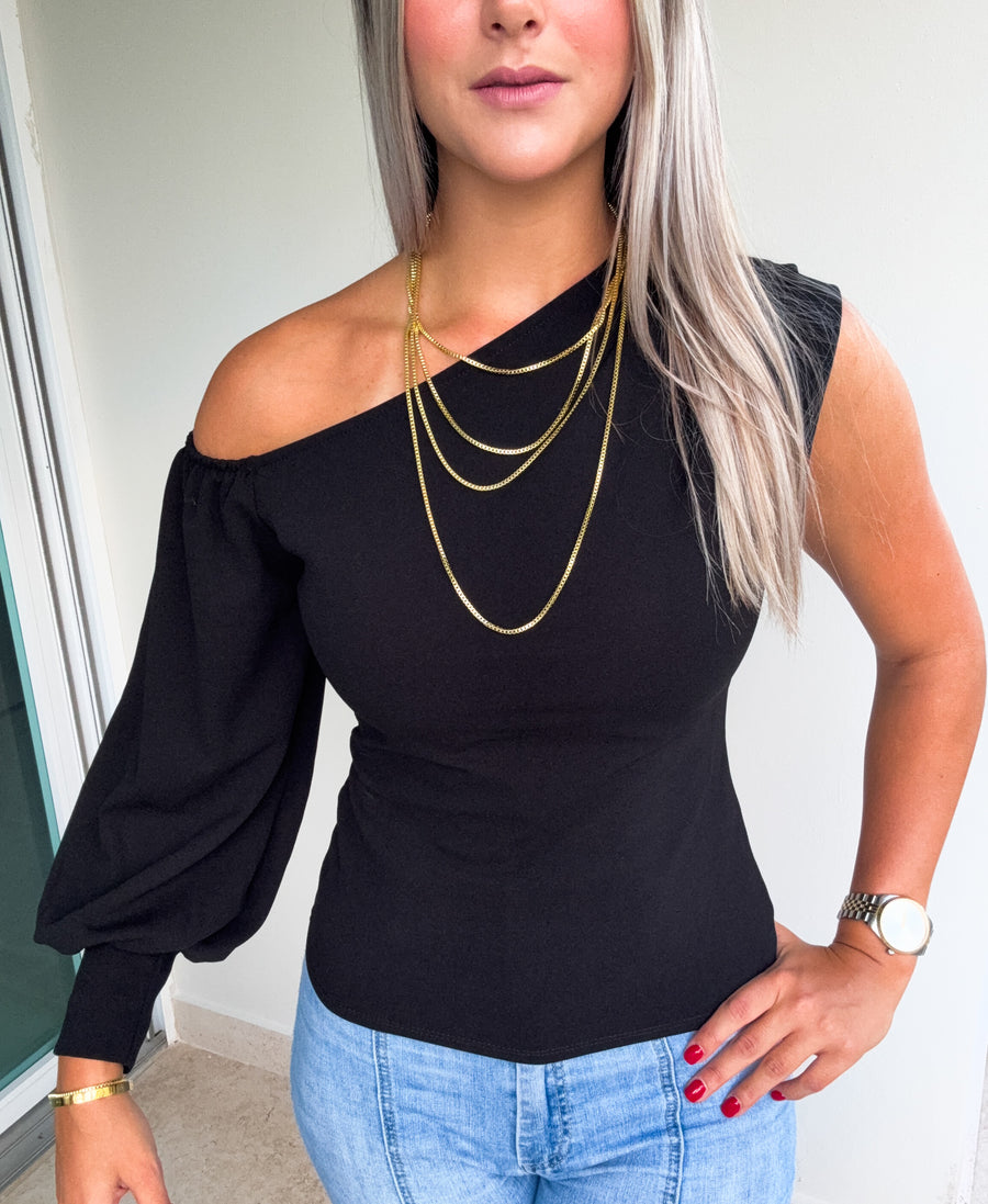 ONE SHOULDER LONG SLEEVE TOP