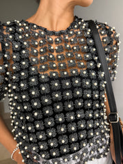 BLACK METALLIC PEARL TOP