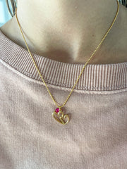 MAGENTA ELASTIC HEART BRACELET & NECKLACE SET