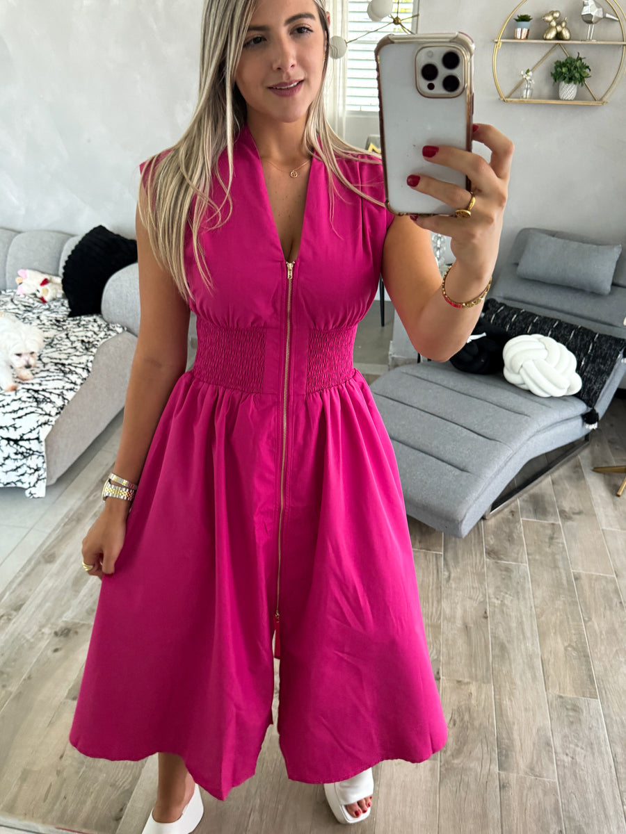 MAGENTA ZIPPER DRESS