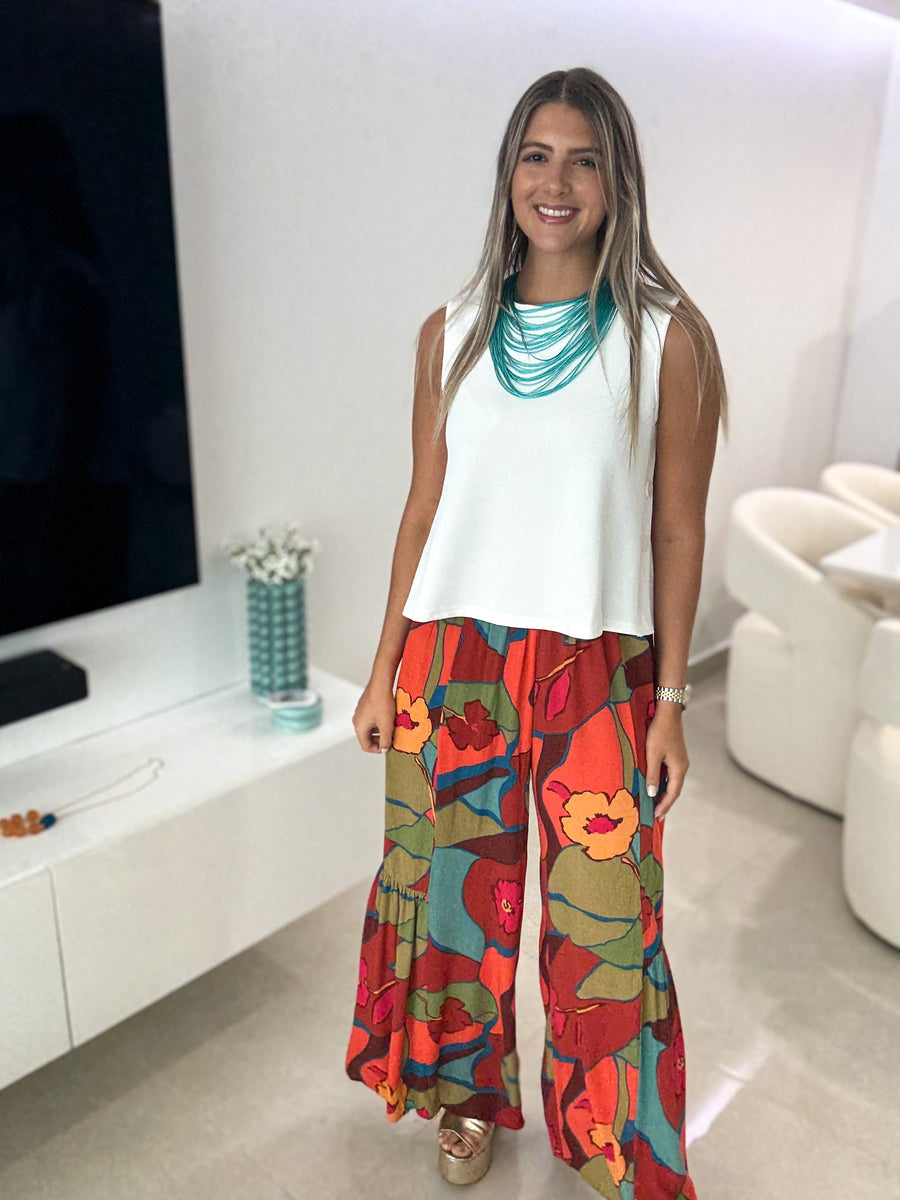 MULTICOLOR PRINTED LOOSE PANTS