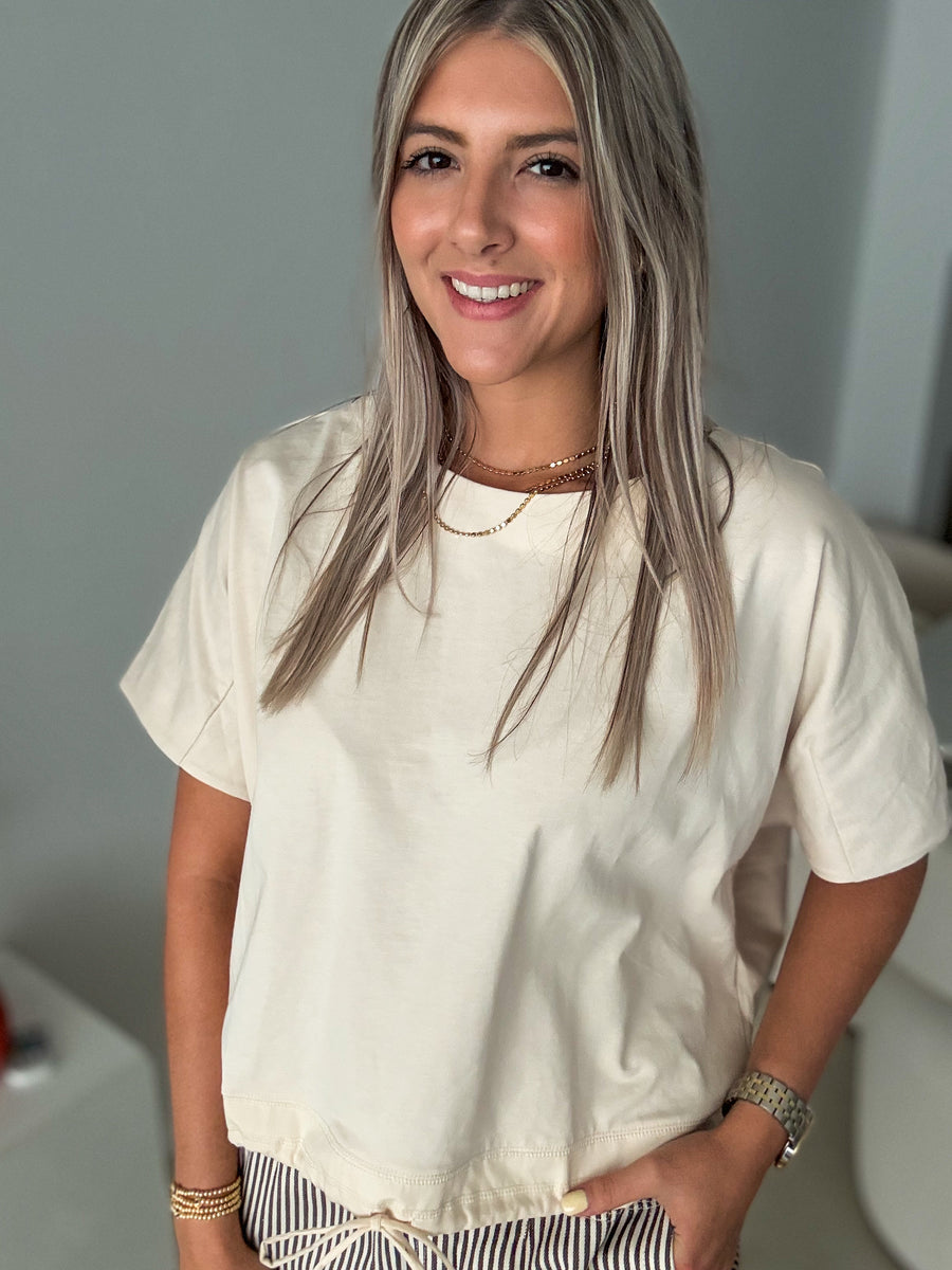 IVORY OVERSIZED ADJUSTABLE TSHIRT