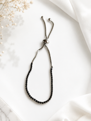 BLACK/BLACK RHINESTONES ADJUSTABLE BRACELET