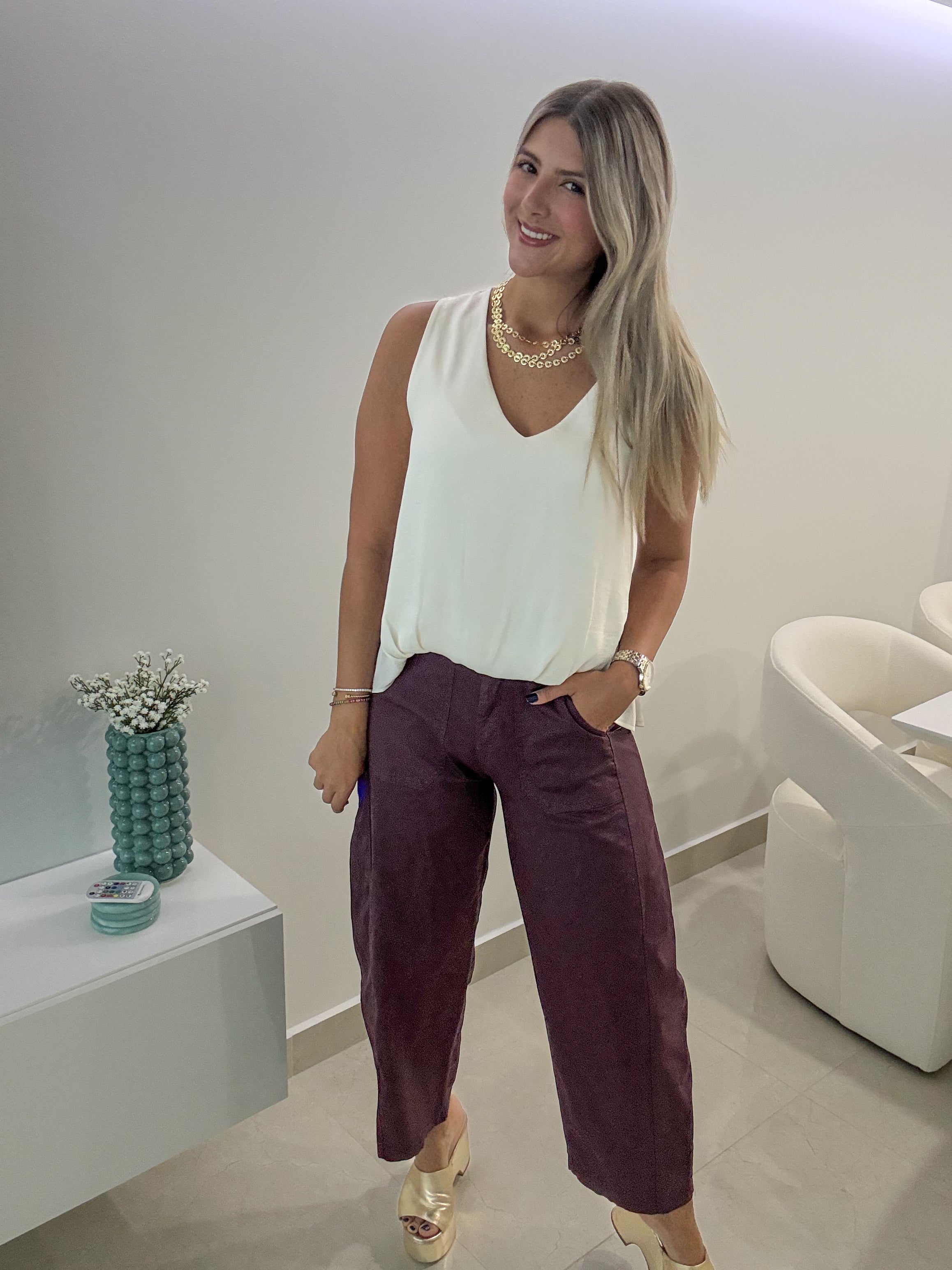 SILKY FRONT TUCKED BLOUSE