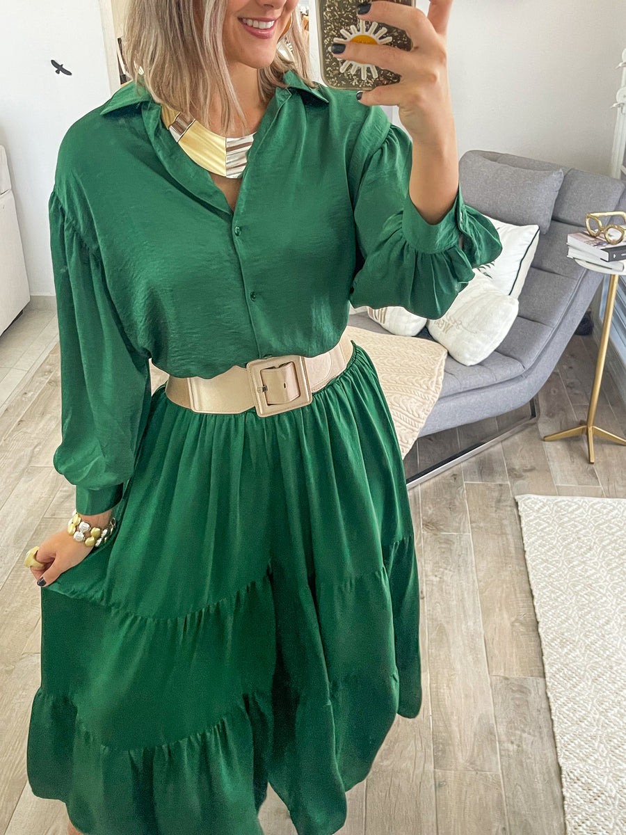 HUNTER GREEN TIE TOP