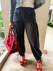 BLACK TIE CUFF PANTS